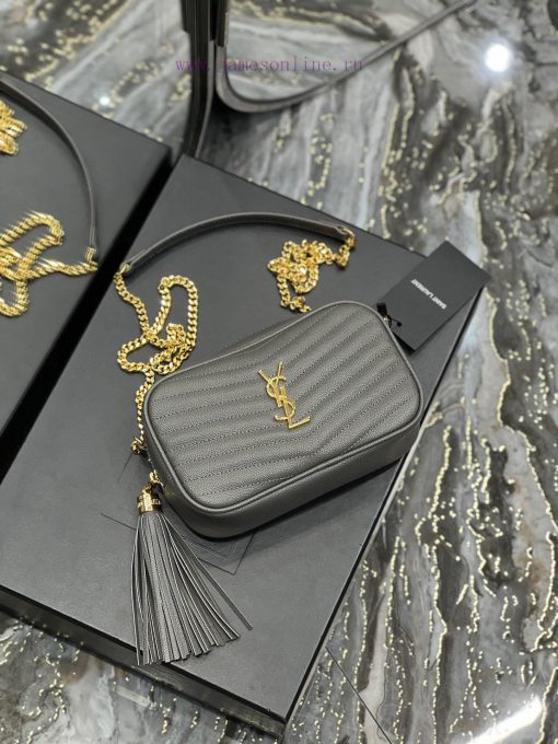 Yves Saint Laurent Bags Grey gold buckle_Top class imported cowhide camera bag, ZP open mold printing, to be identic u737wwhg - Image 7