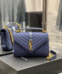 Yves Saint Laurent Bags 𝑴𝒐𝒏𝒐𝒈𝒓𝒂𝒎 𝒄𝒐𝒍𝒍𝒆𝒈𝒆 Blue cotton and linen fabric_Wannian postman bag, hot and explosive 24cm, jpf9hi78