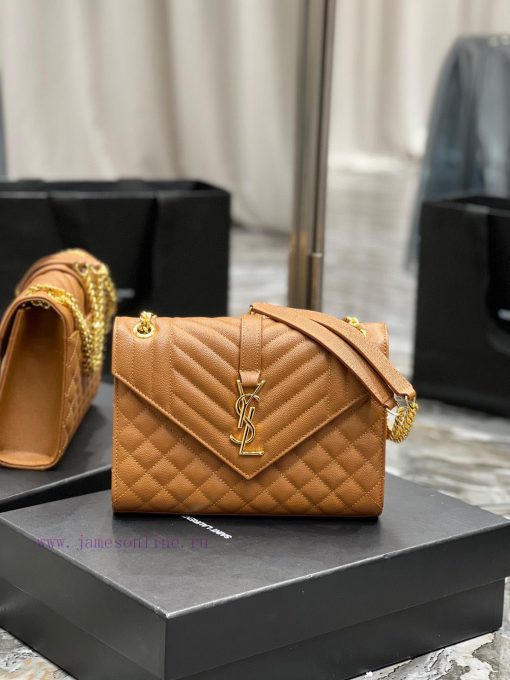 Yves Saint Laurent Bags Envelope Caramel Gold BuckleMedium grained embossed quilted genuine leather envelope bagClas 9puxrfl6 - Image 2