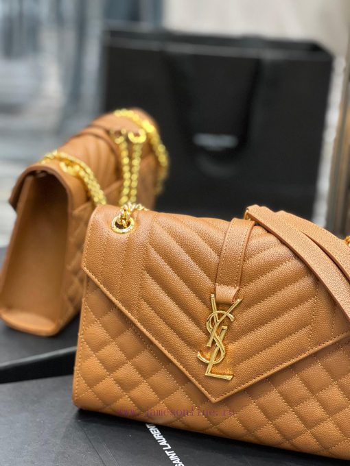 Yves Saint Laurent Bags Envelope Caramel Gold BuckleMedium grained embossed quilted genuine leather envelope bagClas 9puxrfl6 - Image 5
