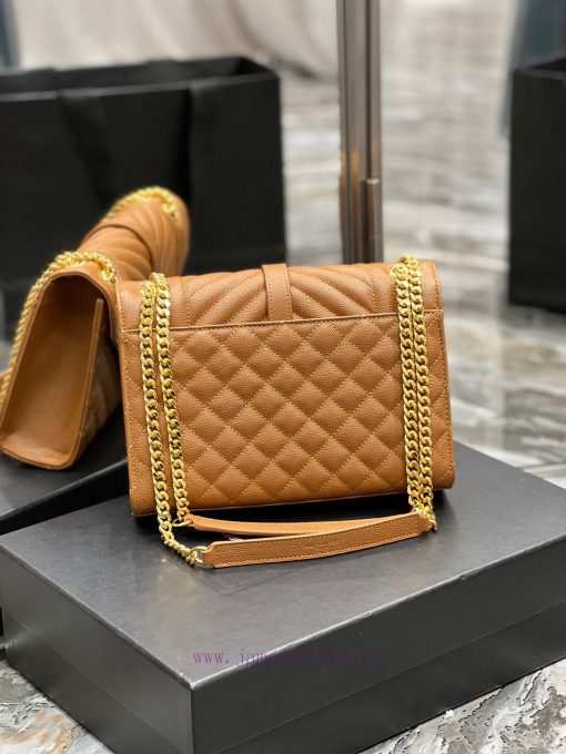 Yves Saint Laurent Bags Envelope Caramel Gold BuckleMedium grained embossed quilted genuine leather envelope bagClas 9puxrfl6 - Image 6