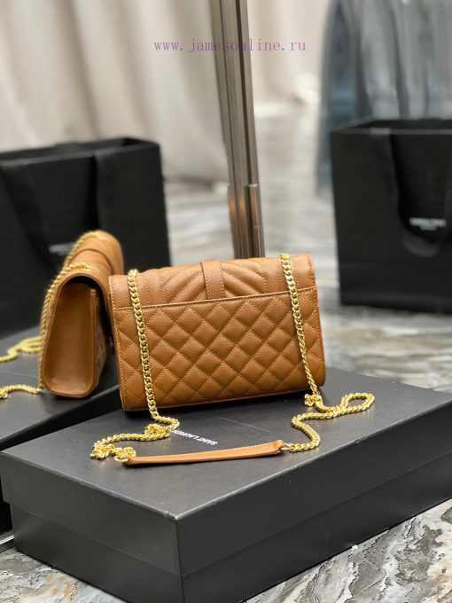 Yves Saint Laurent Bags Envelope Caramel Gold BuckleSmall grained embossed stitched leather envelope bagClassic is e fdmmon7h - Image 6