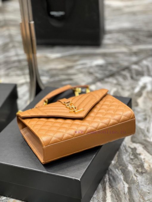 Yves Saint Laurent Bags Envelope Caramel Gold BuckleMedium grained embossed quilted genuine leather envelope bagClas 9puxrfl6 - Image 8