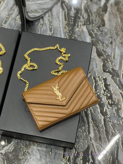 Yves Saint Laurent Bags 𝑴𝒐𝒏𝒐𝒈𝒓𝒂𝒎 𝑾𝒐𝒄 MONOGRAM caviar pattern envelope package A super practical small bag, the most 82df21qb - Image 8