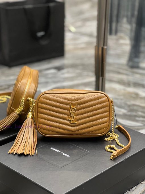 Yves Saint Laurent Bags Caramel Gold Buckle_Top class imported cowhide camera bag, ZP open mold printing, to be iden tinlrzat - Image 2