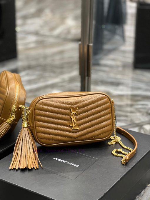 Yves Saint Laurent Bags Caramel Gold Buckle_Top class imported cowhide camera bag, ZP open mold printing, to be iden tinlrzat - Image 3