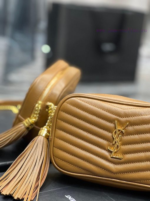 Yves Saint Laurent Bags Caramel Gold Buckle_Top class imported cowhide camera bag, ZP open mold printing, to be iden tinlrzat - Image 5