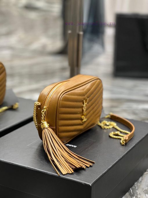 Yves Saint Laurent Bags Caramel Gold Buckle_Top class imported cowhide camera bag, ZP open mold printing, to be iden tinlrzat - Image 6