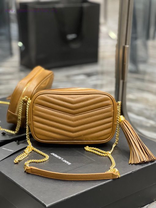 Yves Saint Laurent Bags Caramel Gold Buckle_Top class imported cowhide camera bag, ZP open mold printing, to be iden tinlrzat - Image 7