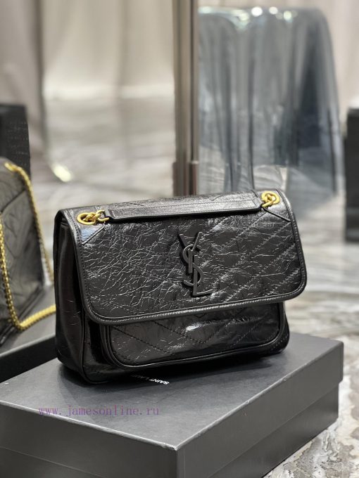 Yves Saint Laurent Bags Popular Nikki Black with Gold Chain - NewBreakthrough in using used oil wax cowhide, the wax 7cmqu0n5 - Image 3