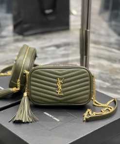 Yves Saint Laurent Bags Olive green gold buckle_Top class imported cowhide camera bag, ZP open mold printing, to be rz9crmyk
