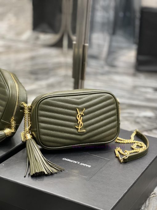 Yves Saint Laurent Bags Olive green gold buckle_Top class imported cowhide camera bag, ZP open mold printing, to be rz9crmyk - Image 3