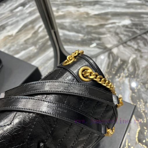Yves Saint Laurent Bags Popular Nikki Black with Gold Chain - NewBreakthrough in using used oil wax cowhide, the wax 7cmqu0n5 - Image 6