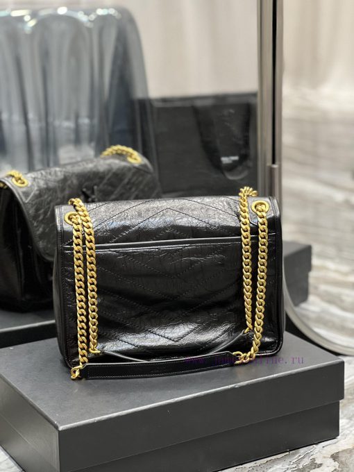 Yves Saint Laurent Bags Popular Nikki Black with Gold Chain - NewBreakthrough in using used oil wax cowhide, the wax 7cmqu0n5 - Image 7