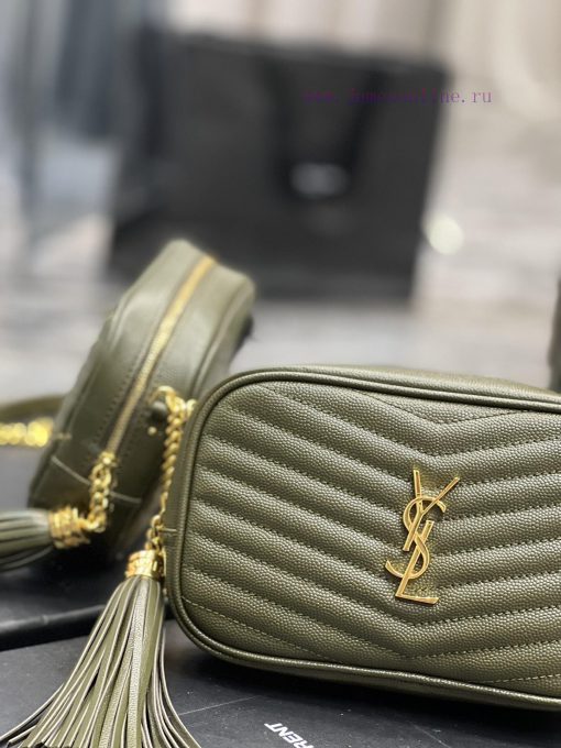 Yves Saint Laurent Bags Olive green gold buckle_Top class imported cowhide camera bag, ZP open mold printing, to be rz9crmyk - Image 5