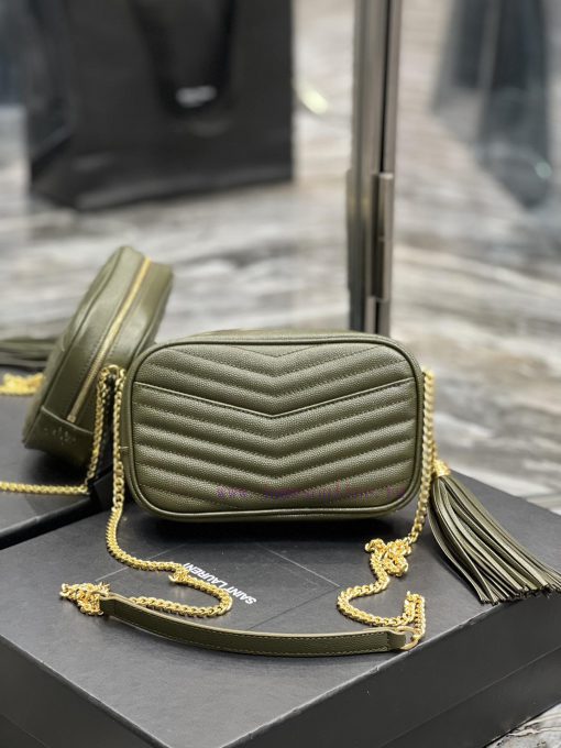 Yves Saint Laurent Bags Olive green gold buckle_Top class imported cowhide camera bag, ZP open mold printing, to be rz9crmyk - Image 9