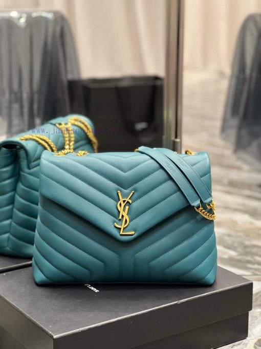 Yves Saint Laurent Bags ▪ 𝑳𝑶𝑼𝑳𝑶𝑼 ▪ New colorPine green with gold buckle_The latest upgraded version of LOULOU Mediu f49evjf5