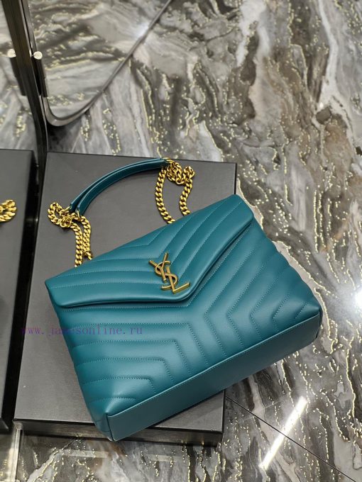 Yves Saint Laurent Bags ▪ 𝑳𝑶𝑼𝑳𝑶𝑼 ▪ New colorPine green with gold buckle_The latest upgraded version of LOULOU Mediu f49evjf5 - Image 8