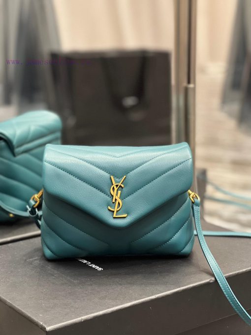 Yves Saint Laurent Bags ▪ 𝑳𝑶𝑼𝑳𝑶𝑼 𝑴𝑰𝑵𝑰 ▪ New colorPine green gold buckle_Imported Italian original calf leather, wit t1ol7sie