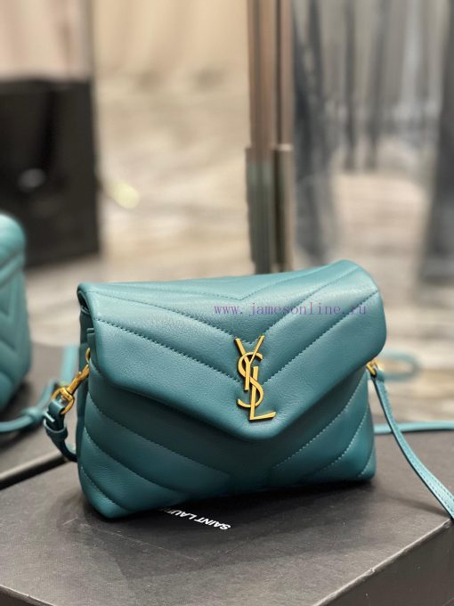 Yves Saint Laurent Bags ▪ 𝑳𝑶𝑼𝑳𝑶𝑼 𝑴𝑰𝑵𝑰 ▪ New colorPine green gold buckle_Imported Italian original calf leather, wit t1ol7sie - Image 3