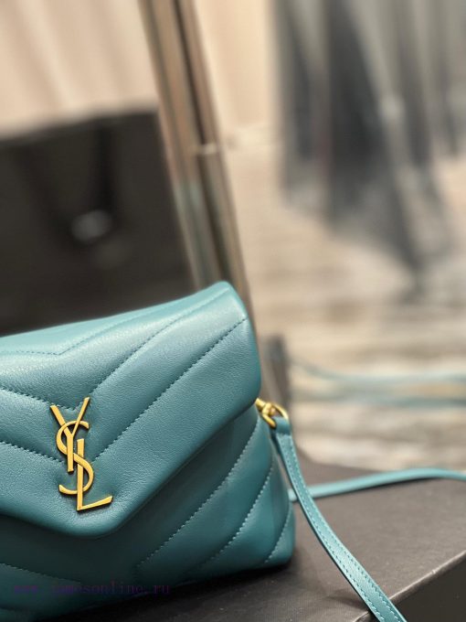 Yves Saint Laurent Bags ▪ 𝑳𝑶𝑼𝑳𝑶𝑼 𝑴𝑰𝑵𝑰 ▪ New colorPine green gold buckle_Imported Italian original calf leather, wit t1ol7sie - Image 4