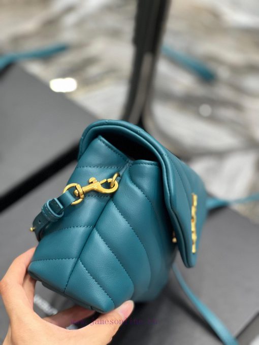 Yves Saint Laurent Bags ▪ 𝑳𝑶𝑼𝑳𝑶𝑼 𝑴𝑰𝑵𝑰 ▪ New colorPine green gold buckle_Imported Italian original calf leather, wit t1ol7sie - Image 6