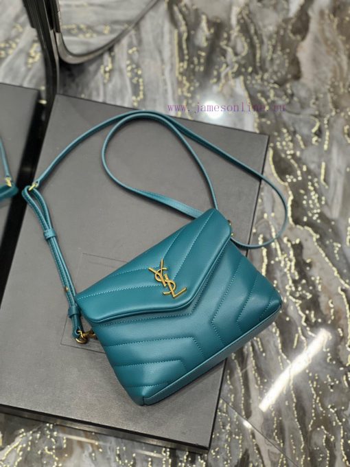 Yves Saint Laurent Bags ▪ 𝑳𝑶𝑼𝑳𝑶𝑼 𝑴𝑰𝑵𝑰 ▪ New colorPine green gold buckle_Imported Italian original calf leather, wit t1ol7sie - Image 8