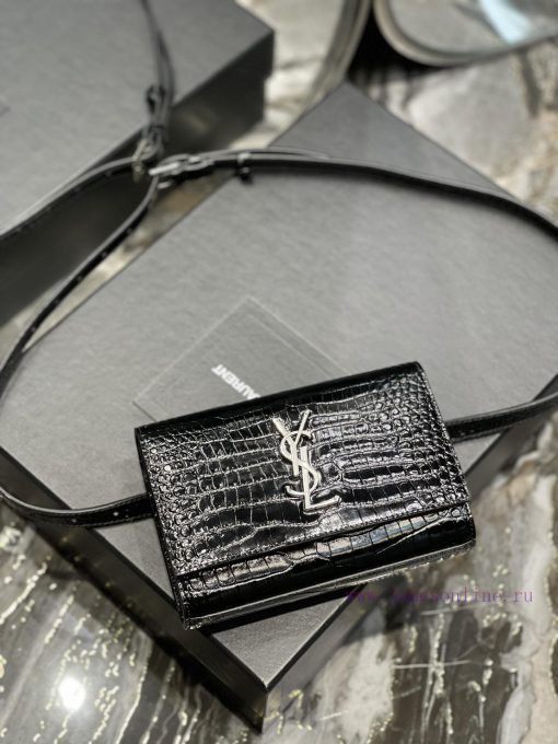 Yves Saint Laurent Bags 𝙆𝙖𝙩𝙚 _ Crocodile patterned waist bagAdjustable waist bag, detachable flip cover small bag ca j70d8z5o - Image 6