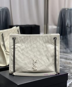 Yves Saint Laurent Bags 𝙉𝙄𝙆𝙄 𝙎𝙃𝙊𝙋𝙋𝙄𝙉𝙂 𝘽𝘼𝙂_Imported wrinkled oil wax cowhide from Italy, with a black metal logo and ghefpuza