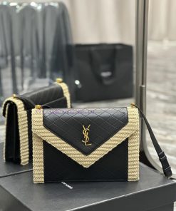 Yves Saint Laurent Bags GABYQuilted Pattern Envelope BagSheepskin with woven styleMade of Italian lambskin, full lea 2c11iy21