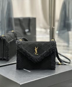 Yves Saint Laurent Bags GABY mini_Quilted Pattern Envelope BagBlack suede with lamb wool styleItalian imported suede 5egi1oaq