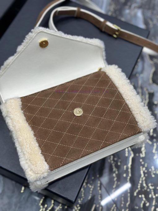 Yves Saint Laurent Bags GABY mini_Quilted Pattern Envelope BagYellow suede paired with lamb woolItalian imported sue 2kvw4a7m - Image 9
