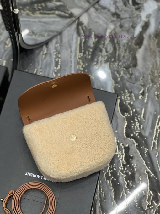 Yves Saint Laurent Bags 𝐊𝐚𝐢𝐚 𝐒𝐦𝐚𝐥𝐥𝐊𝐚𝐢𝐚𝐒𝐦𝐚𝐥𝐥 _ Lamb wool with cowhideA gentle camel colored body with creamy lamb plu 3idsiq2c - Image 9