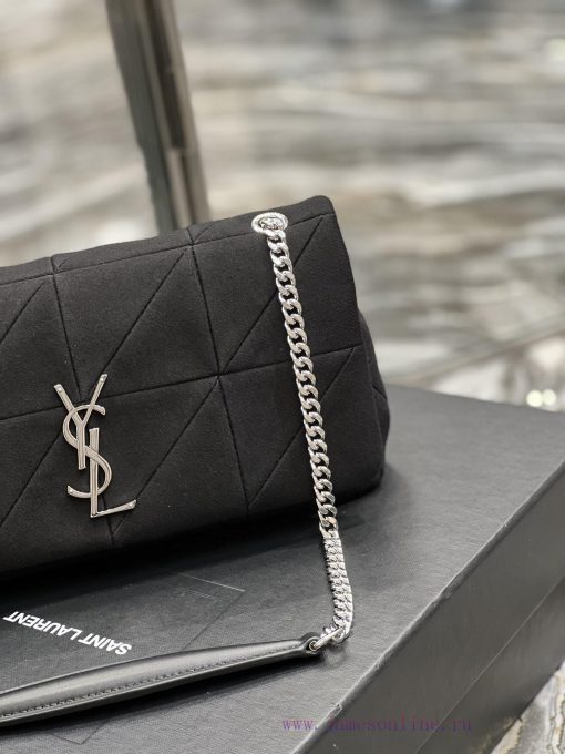 Yves Saint Laurent Bags JAMIE_Sized 25cm Knitted Splicing StyleThe low-key black silver buckle paired with knitted c sn44r5l2 - Image 4