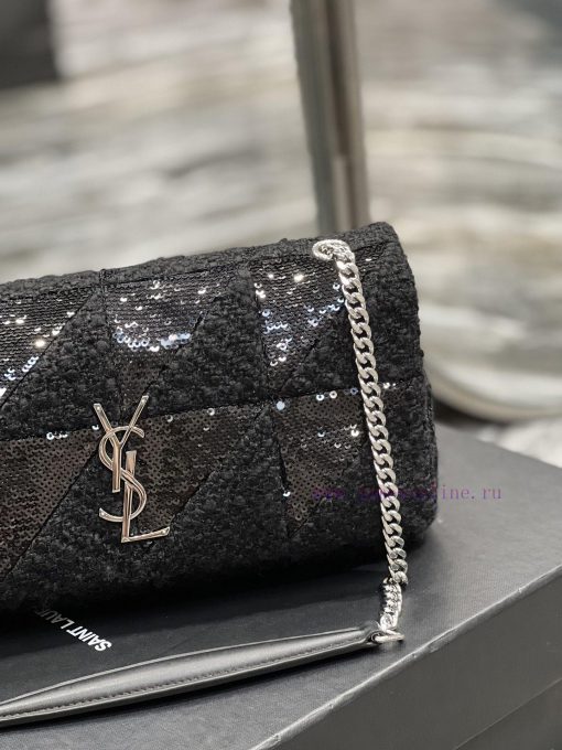 Yves Saint Laurent Bags JAMIE_Sized 25cmBlack bead flower patchwork patternThe low-key black silver buckle paired wi m7dwmwvq - Image 4