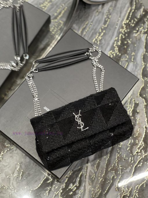 Yves Saint Laurent Bags JAMIE_Sized 25cmBlack bead flower patchwork patternThe low-key black silver buckle paired wi m7dwmwvq - Image 7