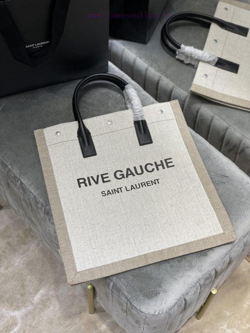 Yves Saint Laurent Bags Vertical version - Live Gauche Tote Bag, Left Bank Shopping Bag ️, from custom linen fabric x3a8c49m - Image 3