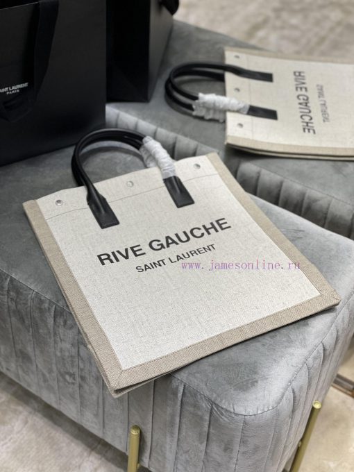 Yves Saint Laurent Bags Vertical version - Live Gauche Tote Bag, Left Bank Shopping Bag ️, from custom linen fabric x3a8c49m - Image 4