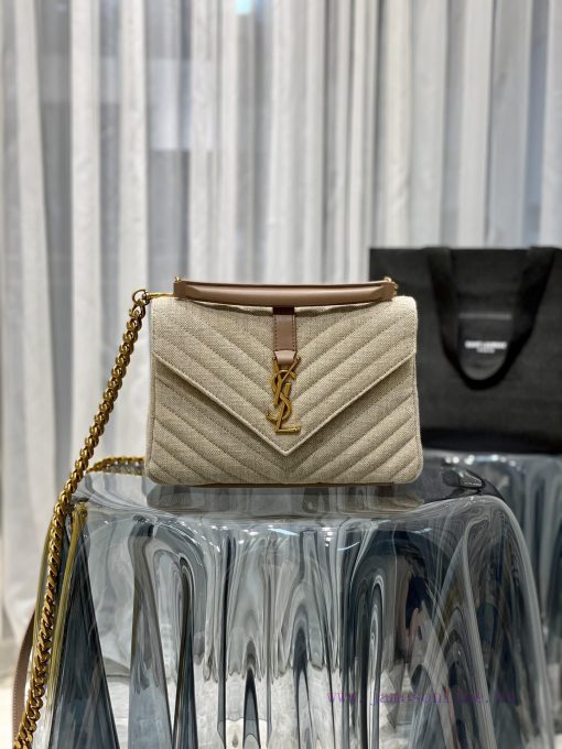 Yves Saint Laurent Bags 𝑴𝒐𝒏𝒐𝒈𝒓𝒂𝒎 𝒄𝒐𝒍𝒍𝒆𝒈𝒆 Apricot colored cotton and linen fabric_Wannian postman bag, hot and explo 5j19qknh - Image 2