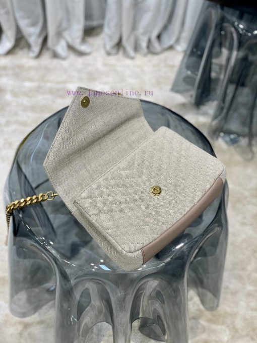 Yves Saint Laurent Bags 𝑴𝒐𝒏𝒐𝒈𝒓𝒂𝒎 𝒄𝒐𝒍𝒍𝒆𝒈𝒆 Apricot colored cotton and linen fabric_Wannian postman bag, hot and explo 5j19qknh - Image 9