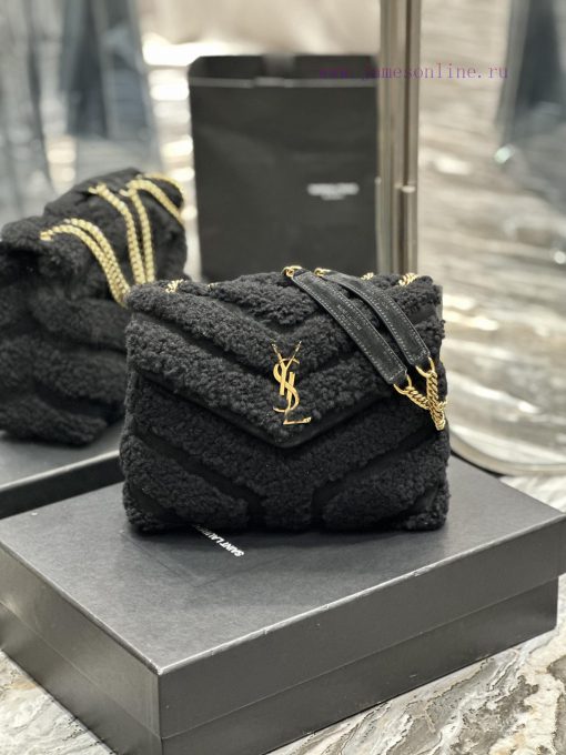 Yves Saint Laurent Bags 𝙇𝙤𝙪𝙇𝙤𝙪𝟮𝟓𝙘𝙢 Black suede with lamb woolThe bag suitable for carrying in winter has arrived. It cjljv6gr - Image 2