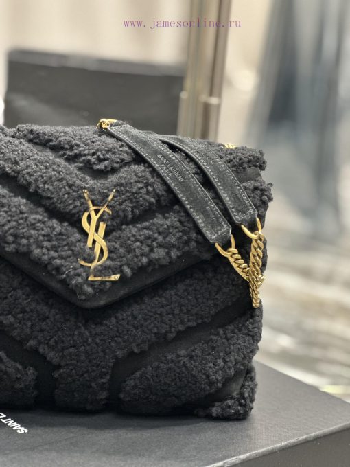 Yves Saint Laurent Bags 𝙇𝙤𝙪𝙇𝙤𝙪𝟮𝟓𝙘𝙢 Black suede with lamb woolThe bag suitable for carrying in winter has arrived. It cjljv6gr - Image 4