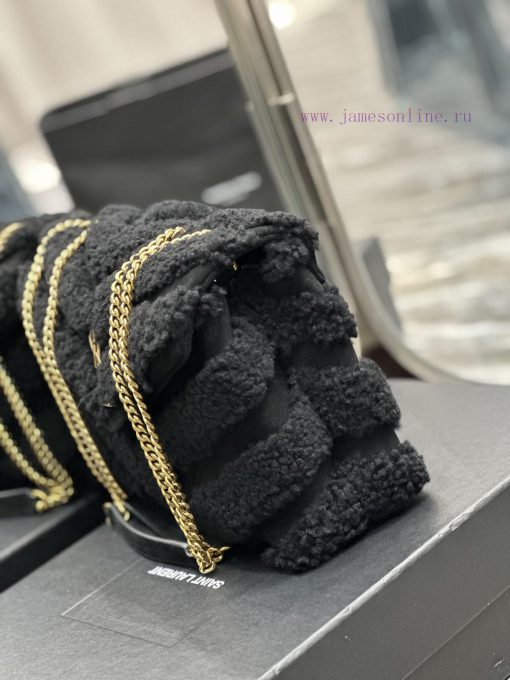 Yves Saint Laurent Bags 𝙇𝙤𝙪𝙇𝙤𝙪𝟮𝟓𝙘𝙢 Black suede with lamb woolThe bag suitable for carrying in winter has arrived. It cjljv6gr - Image 6