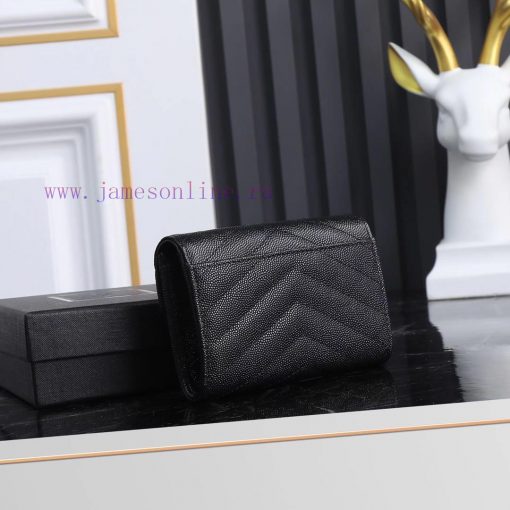 Yves Saint Laurent Bags SLoro Piana two fold short clip wallet card bag, original development, imported calf leather wif8u52u - Image 3