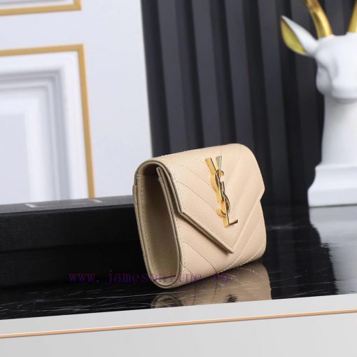 Yves Saint Laurent Bags SLoro Piana two fold short clip wallet card bag, original development, imported calf leather n7w3j3he - Image 4