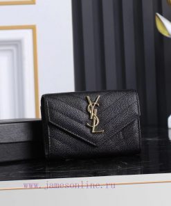 Yves Saint Laurent Bags SLoro Piana two fold short clip wallet card bag, original development, imported calf leather 211j34qb