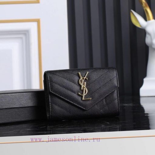 Yves Saint Laurent Bags SLoro Piana two fold short clip wallet card bag, original development, imported calf leather 211j34qb
