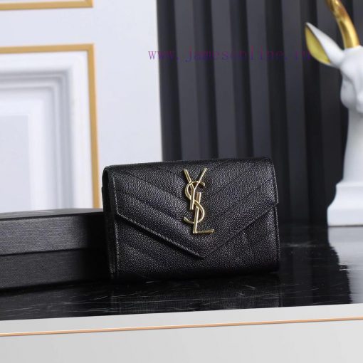 Yves Saint Laurent Bags SLoro Piana two fold short clip wallet card bag, original development, imported calf leather 211j34qb - Image 2