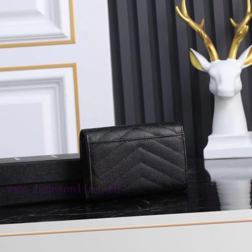Yves Saint Laurent Bags SLoro Piana two fold short clip wallet card bag, original development, imported calf leather 211j34qb - Image 3