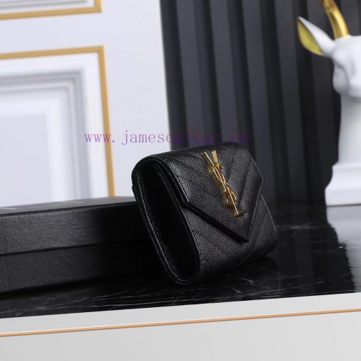 Yves Saint Laurent Bags SLoro Piana two fold short clip wallet card bag, original development, imported calf leather 211j34qb - Image 4